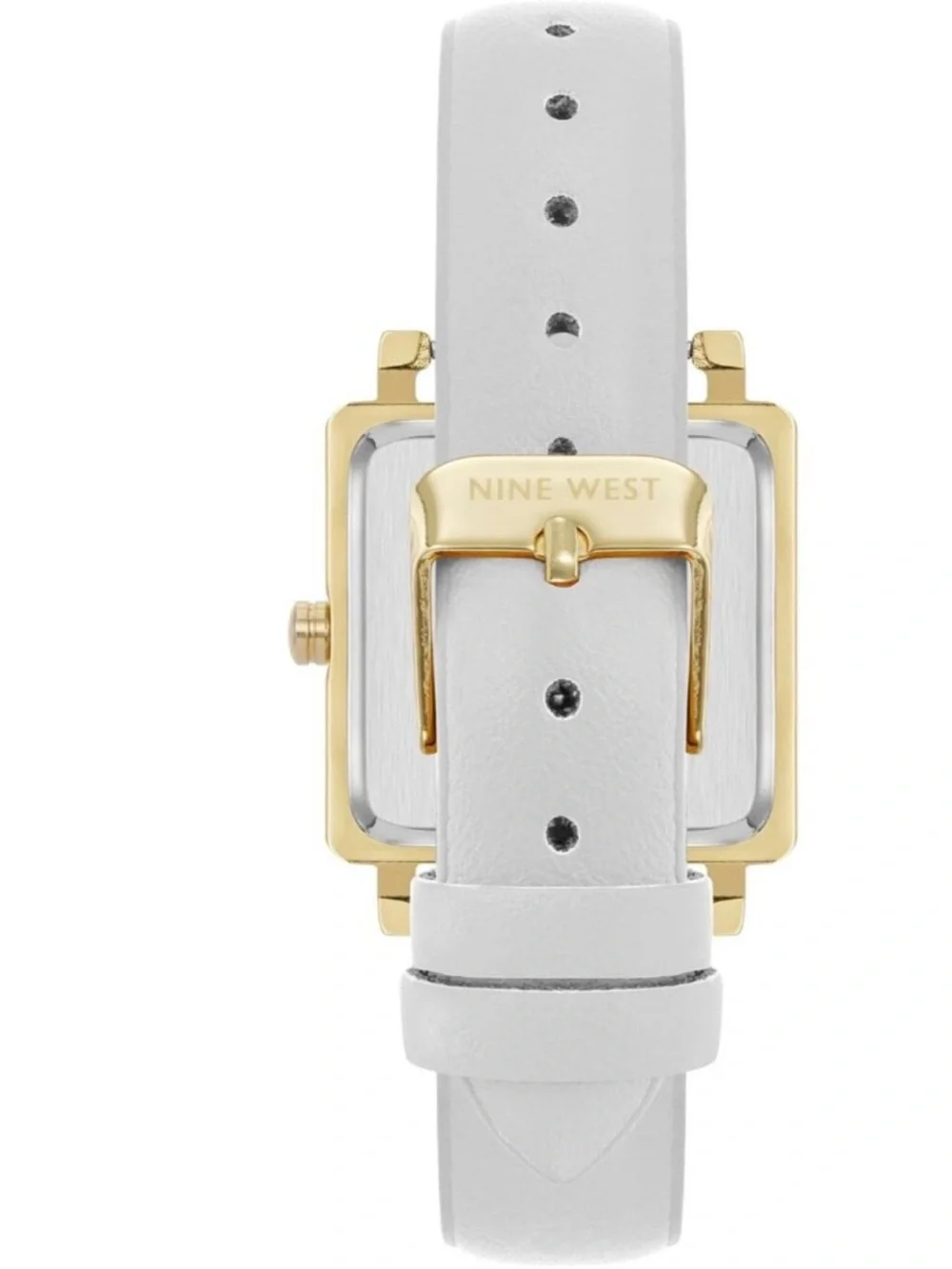 Nine West Women's White Gold Analog Japanese Quartz Modern Square Bracelet Watch